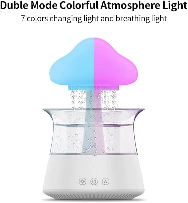 Rain Cloud Humidifier Water Drip 300ml, Rain Cloud Diffuser with 7 Colors LED Lights, Sleeping and Relaxing Mood Water Drop Sound